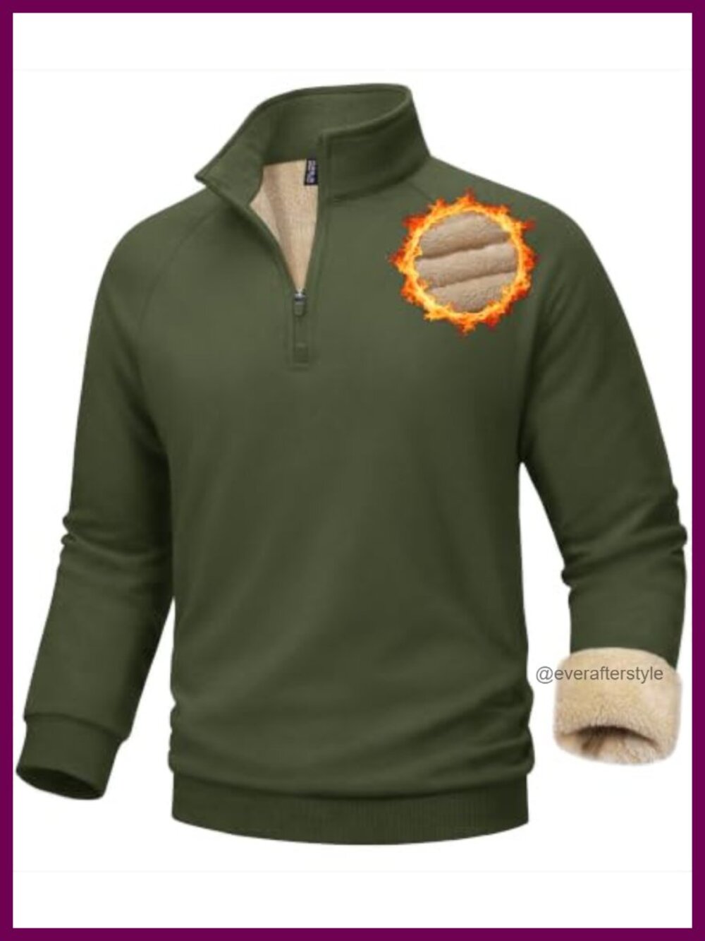 Men's Quarter Zip Pullover Sherpa Fleece Lined Winter Sweatshirt
